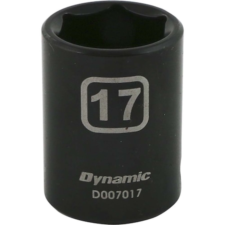 Dynamic 3/8" Drive Standard Socket, Black Phosphate, Tools 3/8" Drive 6 Point Metric, 17mm Standard Length D007017